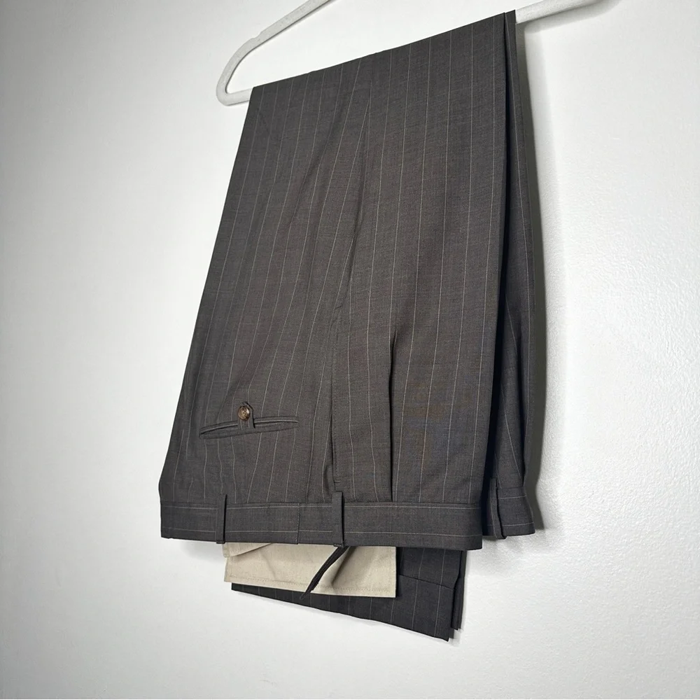 Vintage Paul Stuart Suit Set Blazer and Pants Brown Pin Striped Rolled‎ Pants